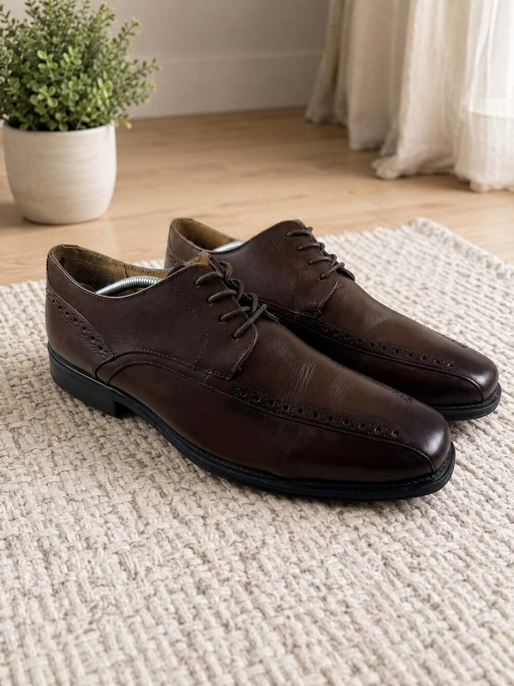 Stacy Adams Mens Brown Leather Oxford Dress Shoes Brogue 11.5 M 20177